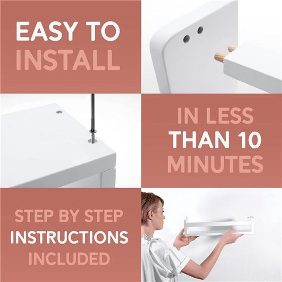 Set of 3 White Nursery Room Shelves - Solid Wood for Books (Classic White) - Picture 2 of 5